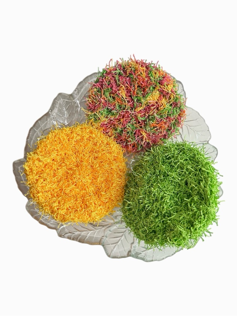 Hand Crafted Colorful Crocheted Polyester Kitchen Reusable Dish Scrubbing Pads